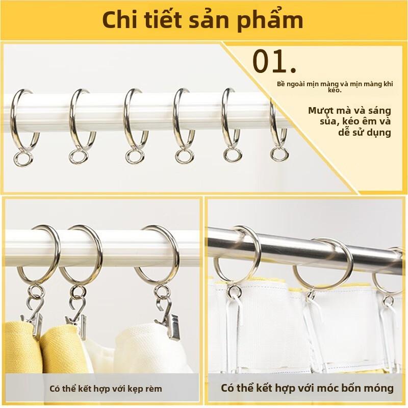 Vòng treo rèm kim loại đặc, phụ kiện rèm cửa, rèm tắm - 10 cái (đường kính trong 45mm, màu bạc) 6