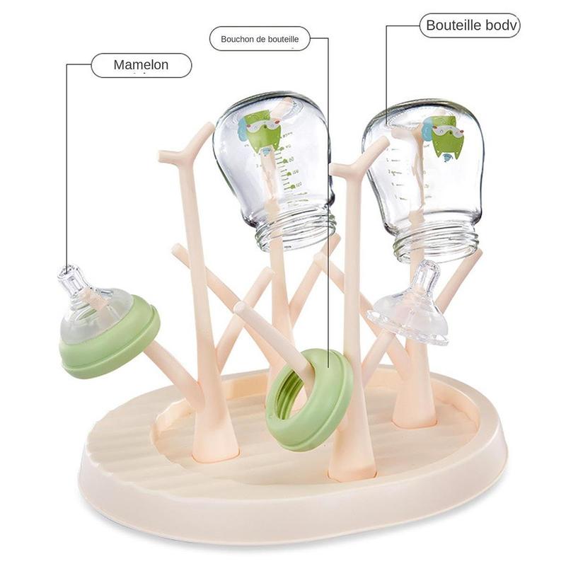 Baby Bottle Dryer Tree Bottle Dryer Rack with Tree Shape Design Stable Baby Bottle Holder with Non-Slip Base and Storage for Travel 7