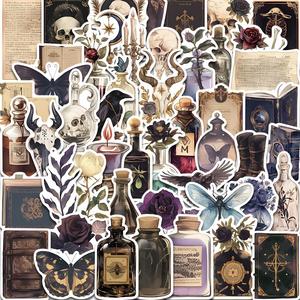 Pegatinas con Patrón de Calavera y Botella, 50 piezas/set de Pegatinas Decorativas de Dibujos Animados, Calcomanías Creativas para Botella de Agua, Laptop, Funda para Celular, Creación de Diarios