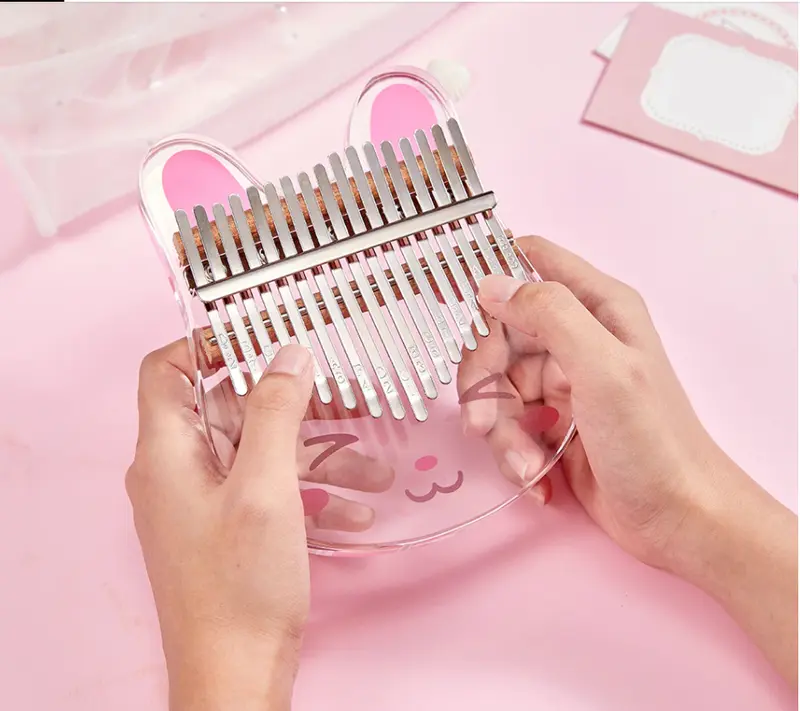 Đàn kalimba pha lê trong suốt hình thỏ hồng siêu iu- Tặng quà 6 món Đồ Chơi Toy Phát Nhạc Loa 2