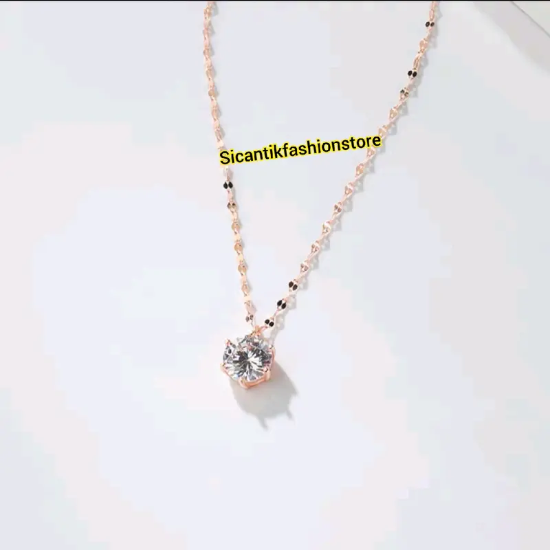 KALUNG TITANIUM WANITA PECAH KOPI LIONTIN MATA SATU ASLI TITANIUM TRENDING ANTI KARAT SELAMANYA KALUNG TITANIUM FASHION STYLE WANITA KOREA Harian Perempuan Ulang tahun Sukses Pria Wanita 1