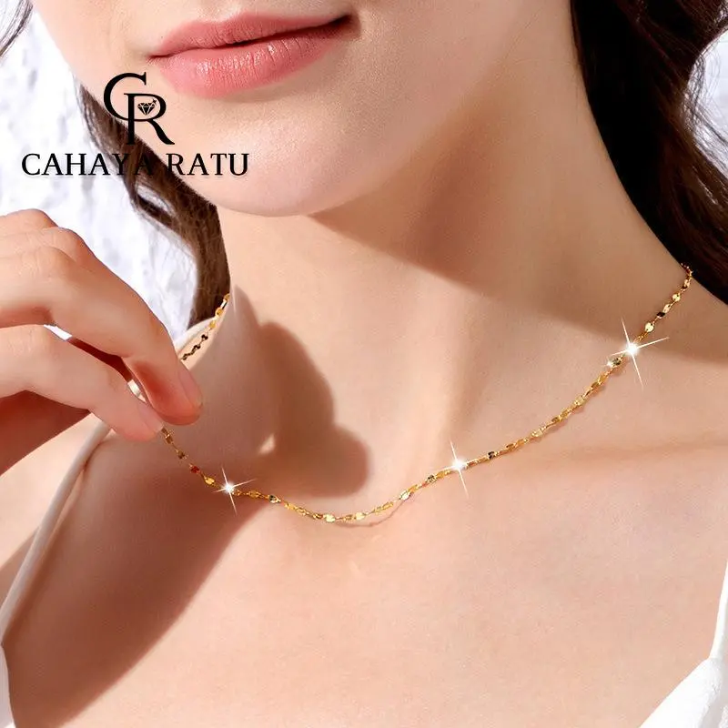 CR Dây Chuyền Titan Nữ Đẹp Vòng Cổ Hàn Quốc Simple Necklace for Women Chuỗi Hạt Vàng Trang Sức Jewelry chain