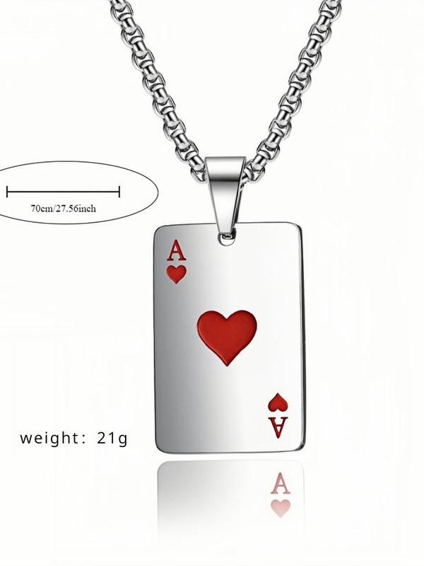 Unisex Street Style Poker Design Pendant Necklace, Trendy Novelty Charm Necklace, Chic All-match Vintage Jewelry As Gift for Women & Men, Valentine's Day, Gift 1