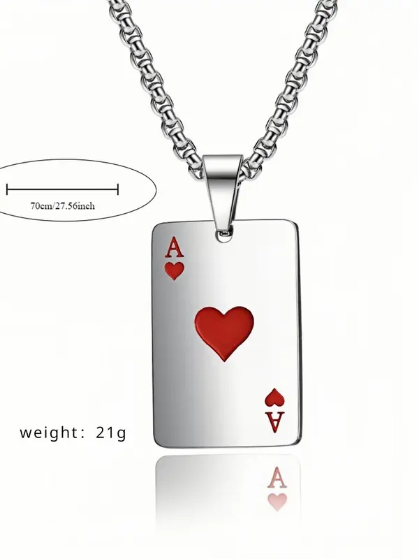 Unisex Street Style Poker Design Pendant Necklace, Trendy Novelty Charm Necklace, Chic All-match Vintage Jewelry As Gift for Women & Men, Valentine's Day, Gift 1