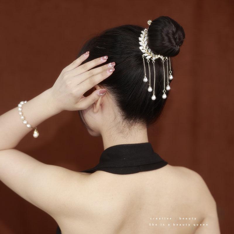 Product Introduction of Kẹp Tóc Tua Rua Tai Lúa Mì, Ngọc Trai Và Kim Cương Giả, Dành Cho Nữ, Dụng Cụ Chữa Lành Cho Tạo Kiểu Búi Tóc Ở Phía Sau Đầu Hoặc Chignon, Kẹp Tóc Thanh Lịch, Giữ Cho Tóc Đuôi Ngựa, Phụ Kiện Tóc 3