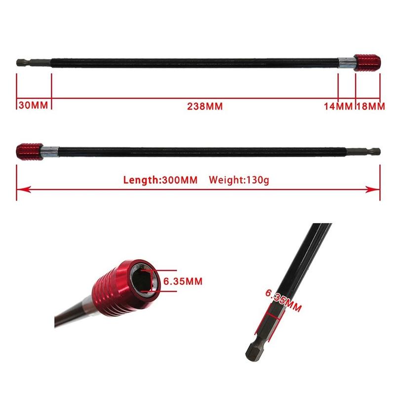 Giá Đỡ Mũi Khoan Tuốc Nơ Vít Tháo Nhanh, 300mm, 1 / 4 "Bit Hex, Thanh Nối Dài Từ Tính 2