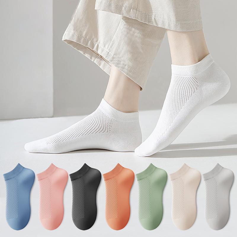 Tất nam nữ cổ ngắn vớ công sở cao cấp 83% cotton có lưới thở hàng dệt kim xuất khẩu Menswear Màu Trắng