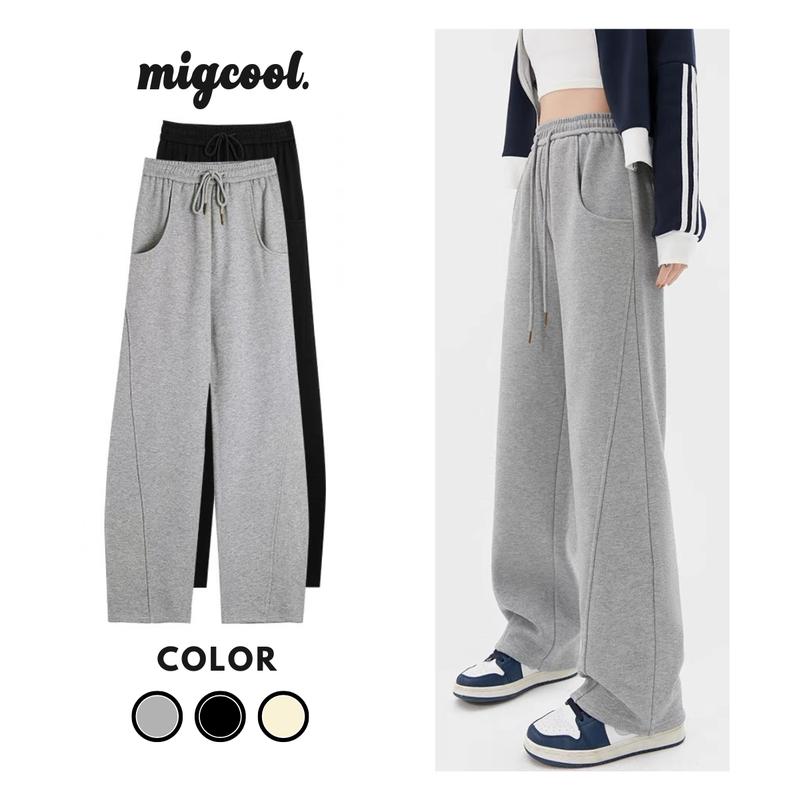 Quần nỉ ống rộng Migcool Track Pants quần nỉ ống suông cạp chun có dây basic Unisex mùa thu đông