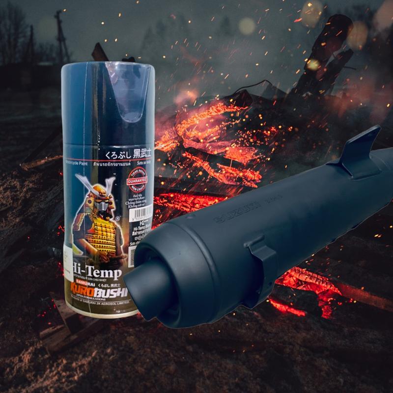 Samurai Sơn Xịt H2 Chịu Nhiệt Chống Cháy Màu Đen Mờ 300ml - Sơn Pô Xe Máy Ô Tô Chất Lượng Cao Bảo Vệ Bề Mặt Khỏi Nhiệt Độ Cao