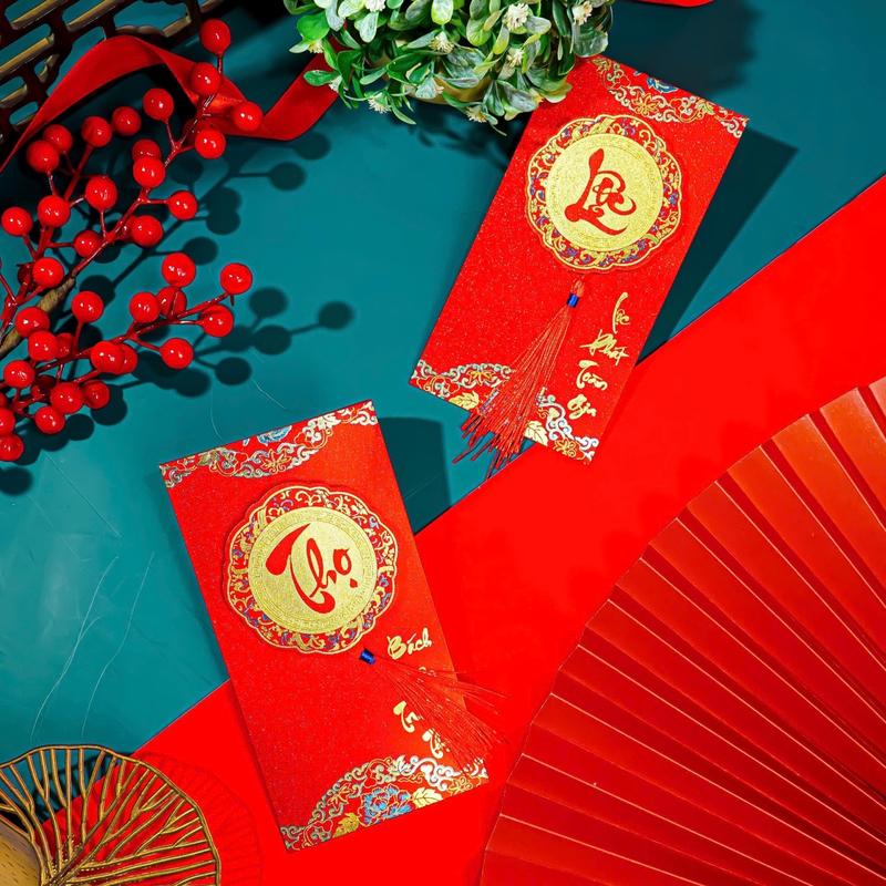 Product Introduction of [ 1 phong bao lì xì tết ] BAO LÌ XÌ ÁNH NHŨ KIM TUYẾN, câu chúc cát tường, mẫu mã sang trọng 27