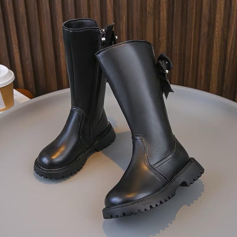 [SẴN]Giày Boot Nơ Ngọc Đính Sau Siêu Điệu Có Lót Lông Ấm Áp 2
