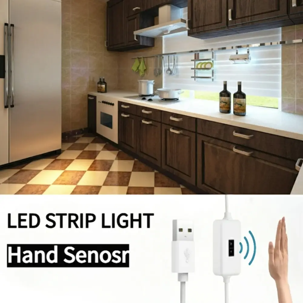 Smart USB Led Strip Light SMD2835 5V Motion Sensor Hand Scan ON OFF Control Backlight White Tape for TV Kitchen Cabinet Wardrobe