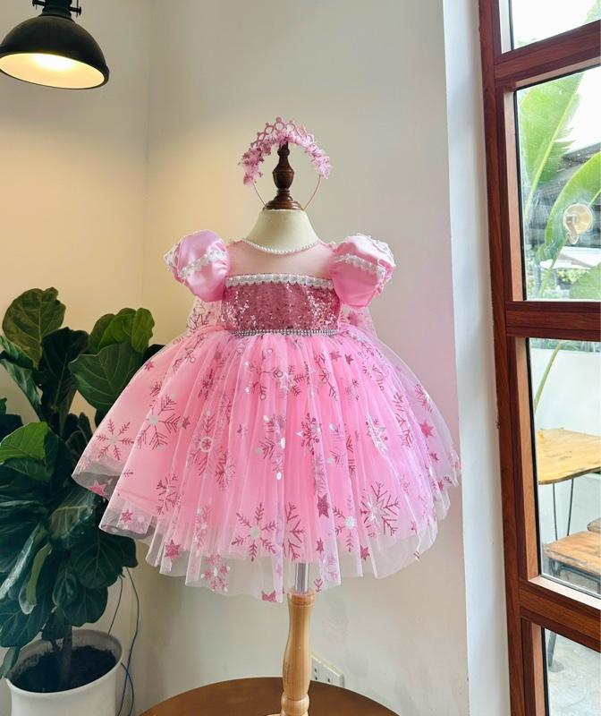 Product Introduction of Váy Elsa công chúa cho bé gái nhà Linh Đan kids - 2 màu (Xanh/Hồng) - Có choàng sau lưng Và tặng kèm cài tóc 14