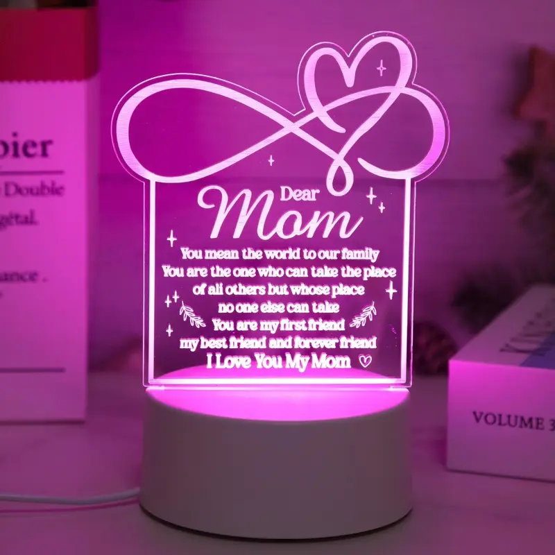 To My Mom Letter Pattern Night Light, USB Powered Desktop Decorative Light, Creative Gift for Mom, Birthday Gift, Mother's Day Gift, Lamp 4