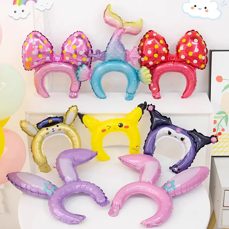TM New Balon Bando karakter happy birthday Halloween Christmas natal kelinci mermaid baby shark cake ukuran BESAR R1189 2