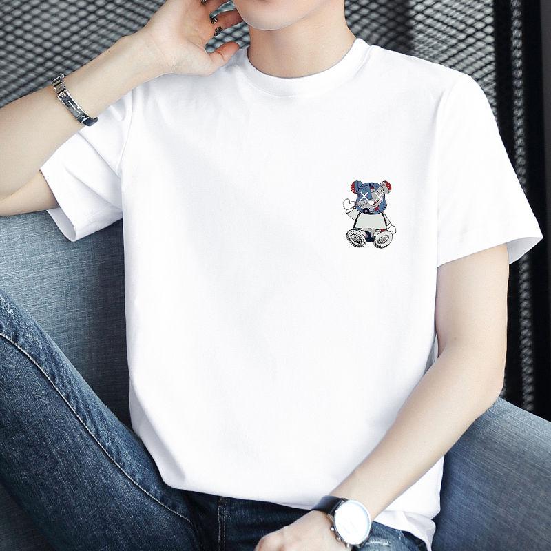 Product Introduction of Heavyweight White T-Shirt Men's Short Sleeve Bear Crew Neck Loose Fit Half Sleeve Pedal 13