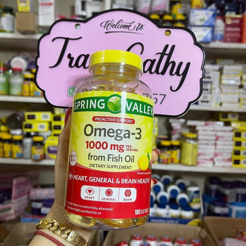 Viên uống omega 3 1000mg Spring valley 180 viên hỗ trợ mắt , não , tim mạch và tăng cường sức khoẻ tổng hợp