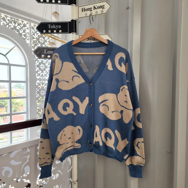 (COD) (SYUA PROJECT) AQY BEAR OUTER CARDIGAN RAJUT CEWEK LUCU 1