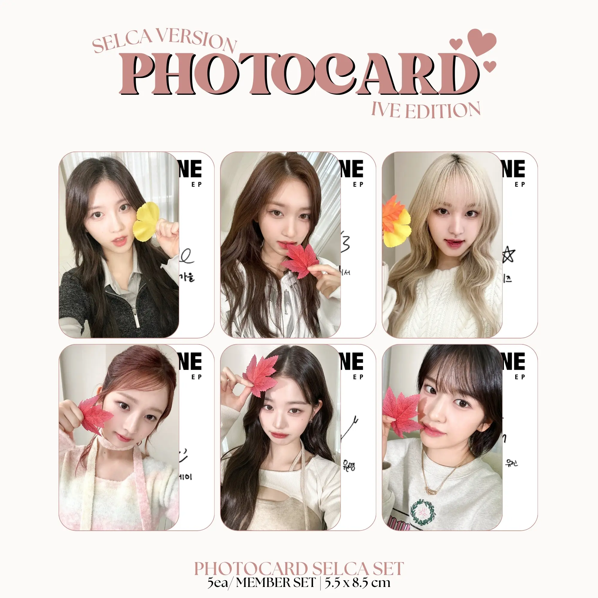 PHOTOCARD IVE SELCA MINE 2SISI (ISI 5 PCS + LAMINASI 2 SISI) TANDA TANGAN TTD KPOP CARDS IDOL KOREA PREMIUM MURAH UNOFFICIAL YUJIN GAEUL WONYOUNG LIZ REI LEESEO READY STOCK !
