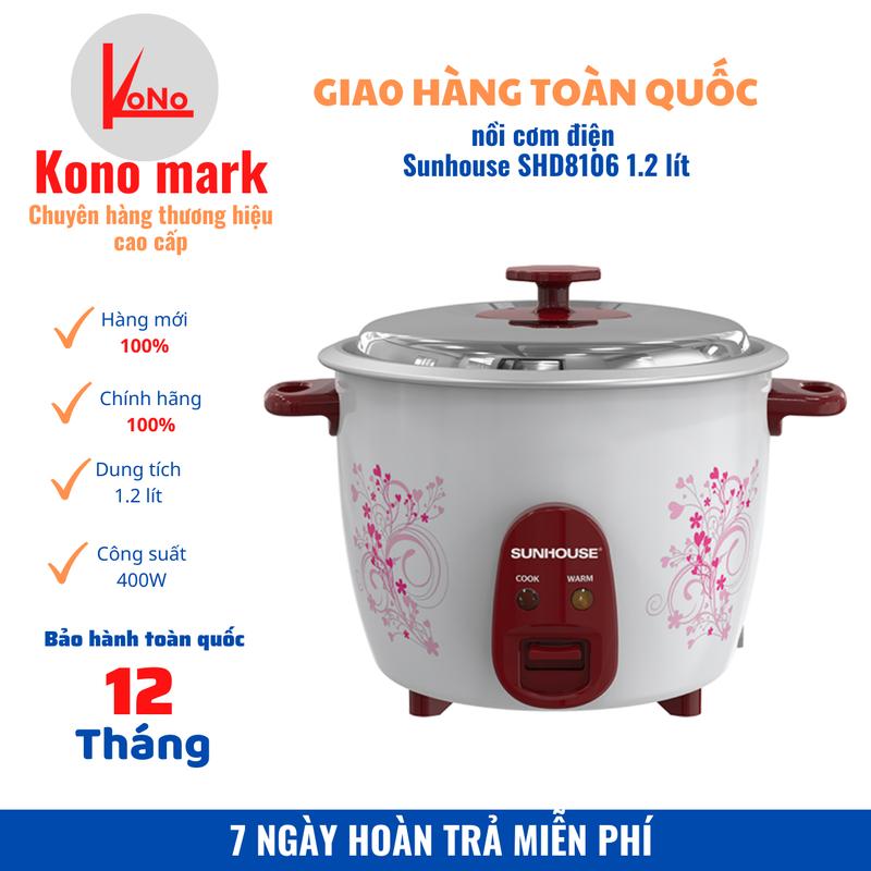 nồi cơm điện Sunhouse SHD8106 1l2-nồi cơm điện nắp rời.400W tiết kiệm điện bảo hành 12 tháng toàn quốc Nấu Cơm Cooker Nấu Ăn