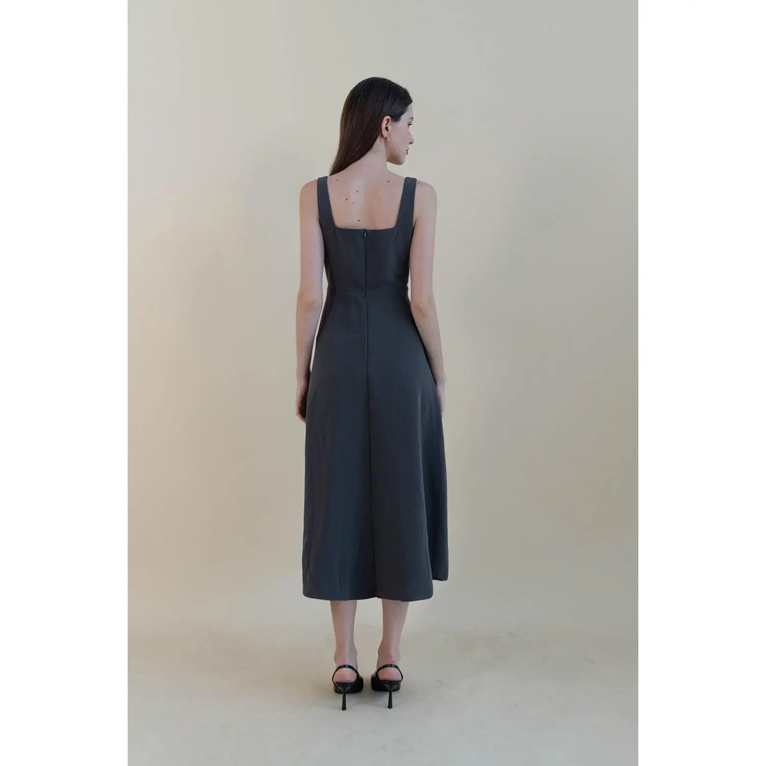 HAZELLE SQUARE NECK WORK DRESS SLATE - TikTok Shop Singapore