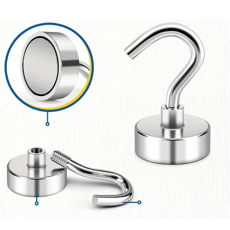 Strong Neodymium Magnetic Hook, Circular Magnet Hook for Kitchen, Garage, BBQ Tools, Indoor/outdoor Use 0