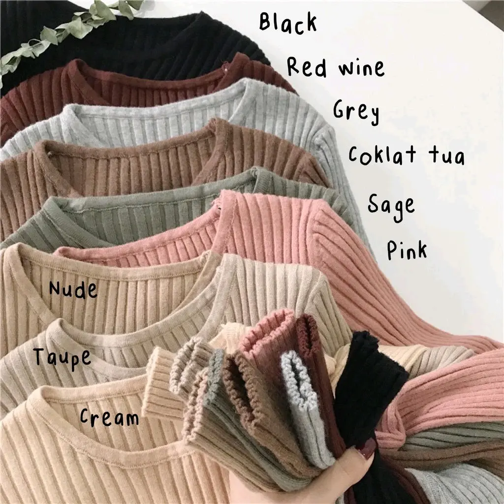 Nadfa Inner Manset O Neck Knit Kerah Bulat Baju Rajut Atasan Wanita Fit Knitwear Lembut