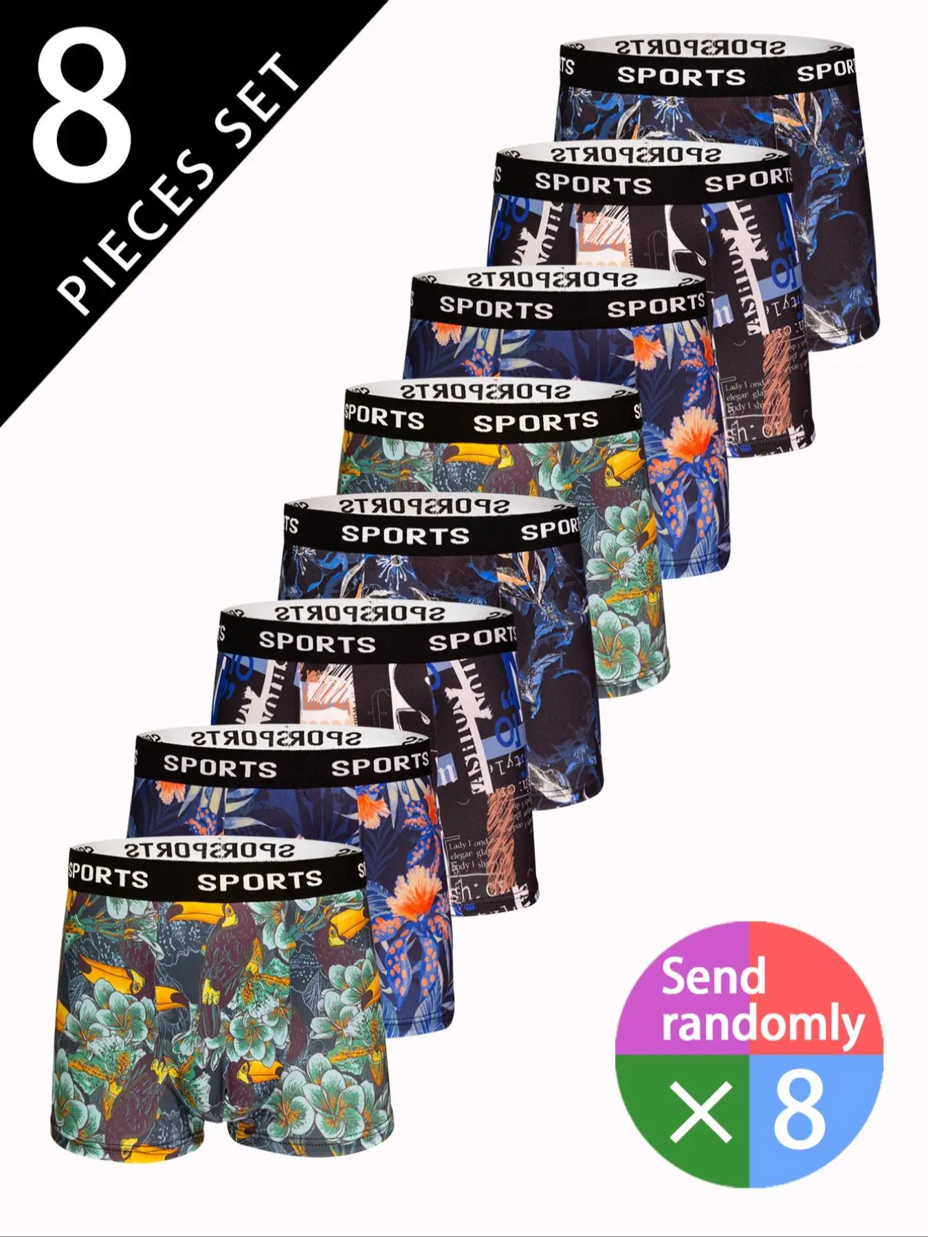 Random Men's All Over Print Boxer Brief, Casual Comfy Breathable Underwear for Daily Wear, Mens Underwear for All Seasons