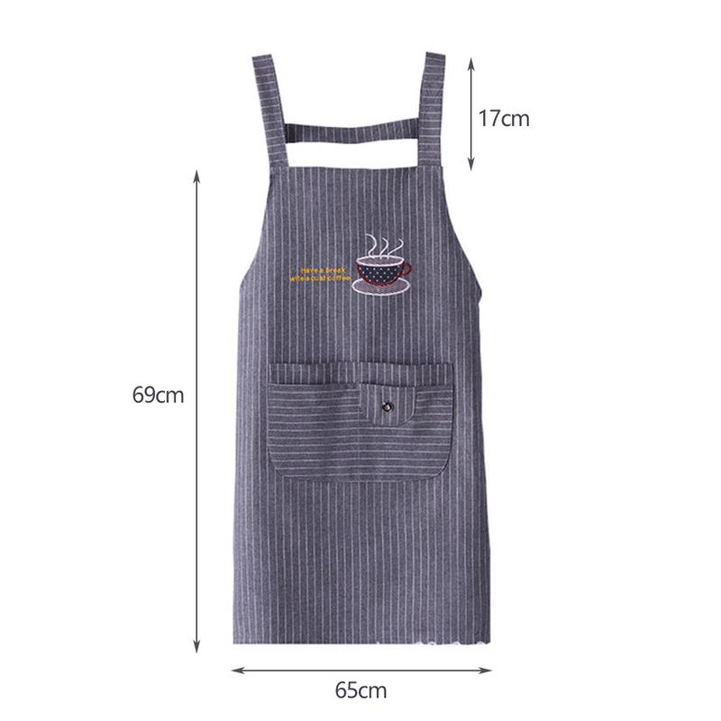 Product Introduction of CS Cute Cotton Kitchen Apron Household Oil-Proof Coffee Chef Hand Wipe Apron With Big Pocket Women Baking BBQ Accessories #434354 52