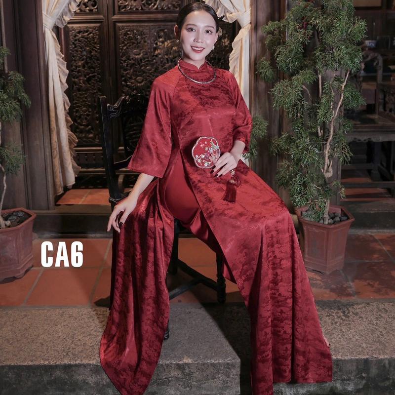 Bộ Áo Dài lụa gấm Châu Lâm Viên CA6 (cách tân dáng suông) 2