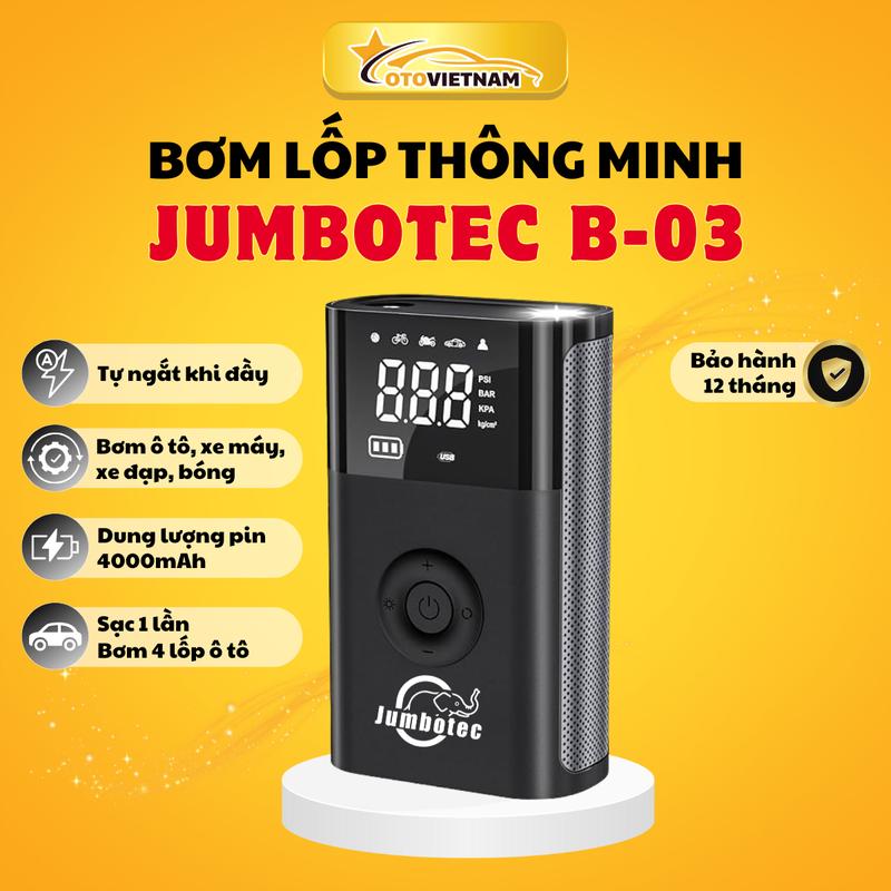 Bơm lốp ‎Jumbotec B03 – Máy bơm hơi cầm tay không dây, dung lượng 4000mAh, dùng để bơm ô tô, xe đạp, xe máy, xe đạp, bóng