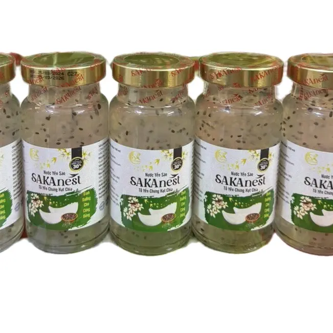 Combo 10 lọ yến chưng Hạt Chia SaKanest 150ml - 30% yến tươi dành cho người lớn ( không hộp )