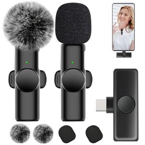 ワイヤレスマイク、USB充電式ラベリーマイク、ビデオ録画用プロフェッショナルマイク、iPhone、iPad、Android、オーディオ対応