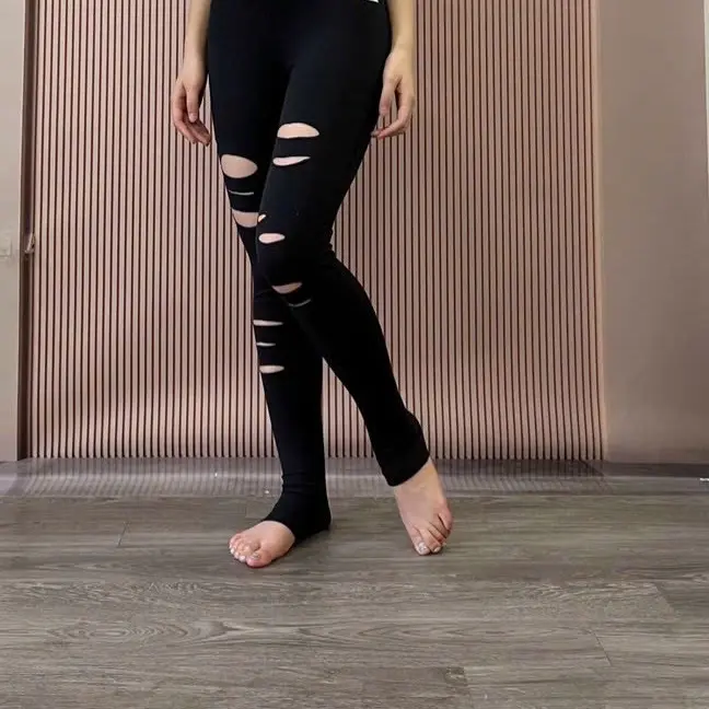 Quần rách tập yoga/gym hàng cao cấp Yborn chất mịn đẹp giãn tốt Sport chỉ giặt tay đỏ ca cao Tập Gym Legging 4