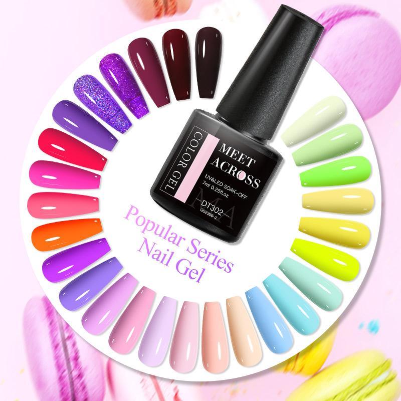 Fluorescent Multicolor Gel Nail Polish Set, 6 Counts/set Nail Art Design Glossy Gel, Lamp Cure Soak Off DIY Manicure Nail Gel Varnish UV Gel, Professional Nail Art & Nail Polish for Women & Girls 6