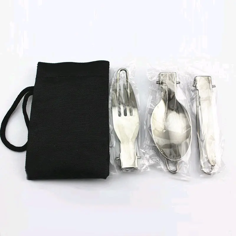 Sendok Garpu Lipat Set Portable Camping Outdoor Stainless
