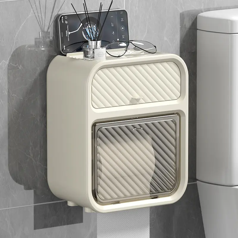 Hộp Đựng Giấy Vệ Sinh 2 Tầng Cao Cấp Hộp Đựng Giấy Hộp Giấy Vệ Sinh Có Kệ Để Điện Thoại(tặng kèm 1 miếng dán) CUAHANGNHASHIN Lắp Ráp 3