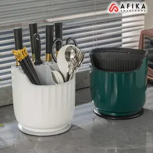 Tempat Pisau Dapur Rak Penyimpanan Sendok Sumpit Rotasi 360