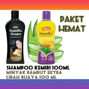 paket hemat 1 shampoo + 1 minyak kemiriku shampoo uban rambut rontok dan menghitamkan rambut
