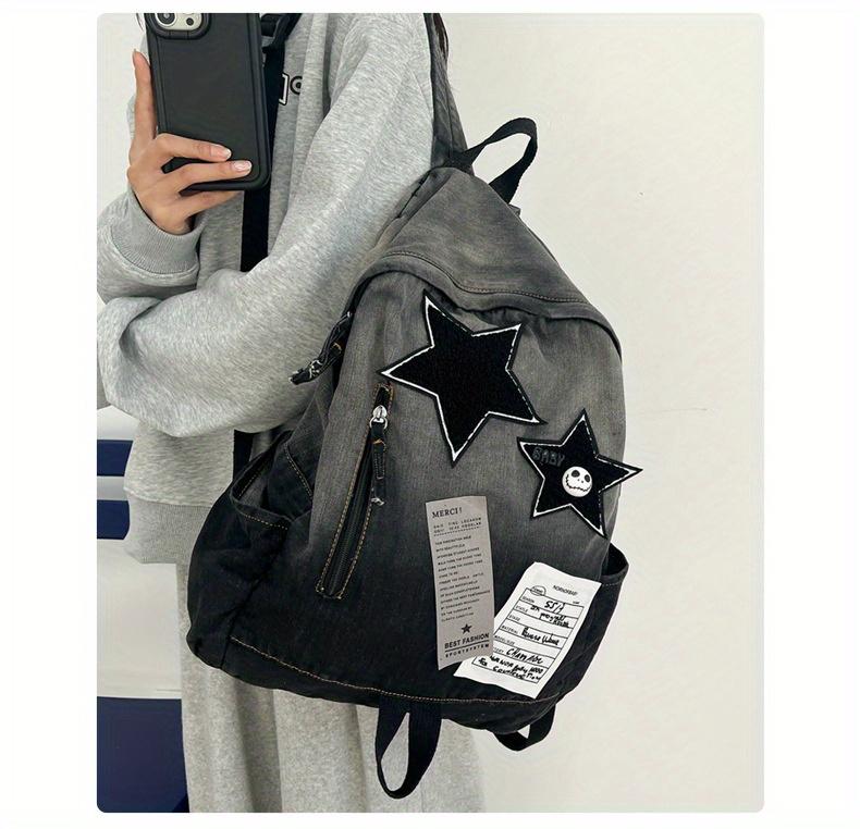 Product Introduction of Vintage Style Tie-Dye Denim Backpack, Large Capacity with Adjustable Straps - Fashion Backpack for School and Commuting 23