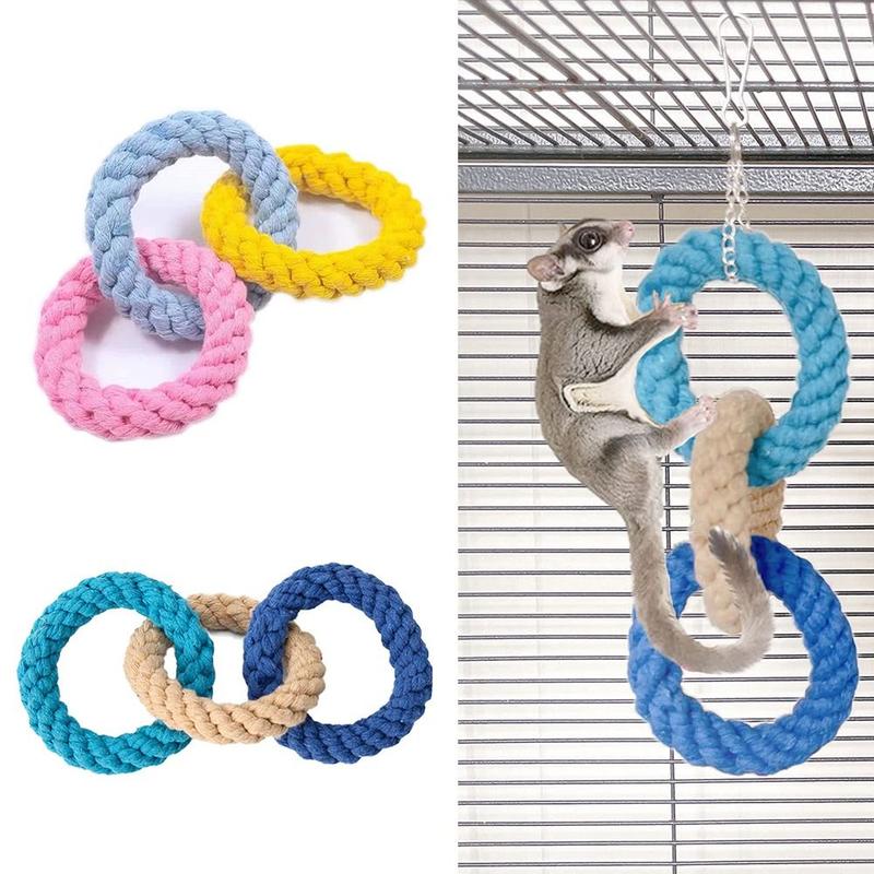 thetoo Exercise DIY Play Toys Set Cotton Rope Bird Rope Hanging Sugar Glider Cage Accessories Hamster Toy Climbing Rope Toys 0