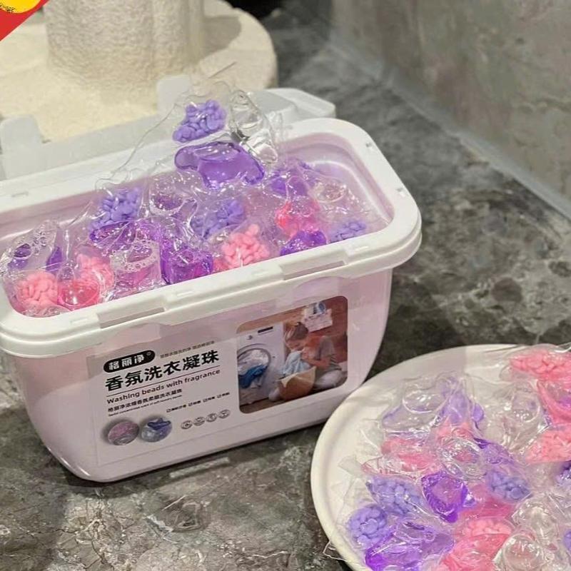 Hộp Viên Giặt Xả Tím Hồng Quần Áo Mềm Mại Thơm Dịu 3 In 1 - Làm Sạch 0