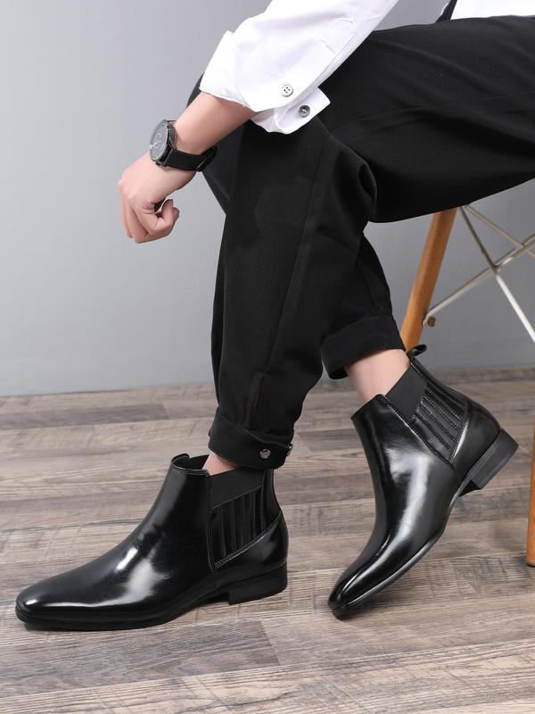 Men's Business Style Solid Color Chelsea Boots, Fashionable PU Leather Ankle Boots for Daily Wear, Casual Trendy Shoes for Party, Daily Clothing Decor 3