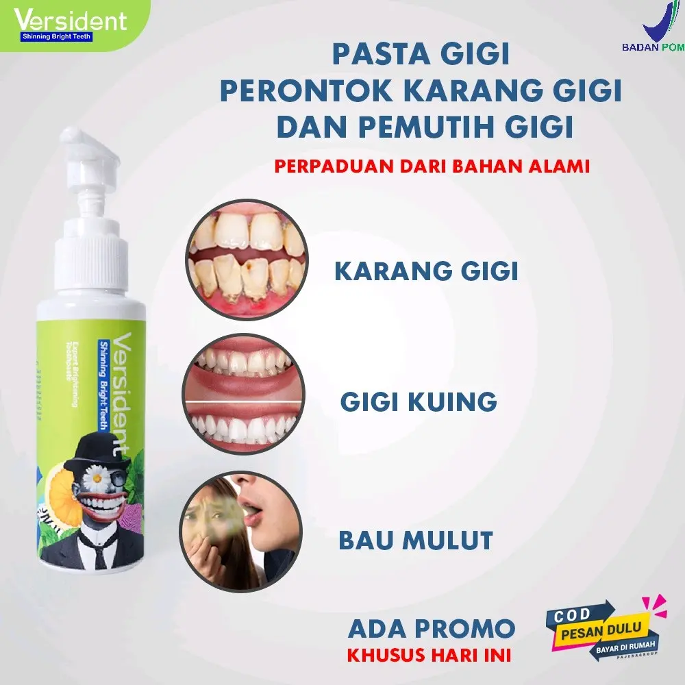 Versident Shinning Bright Teeth Pemutih Gigi Pembersih Karang Gigi Memutihkan