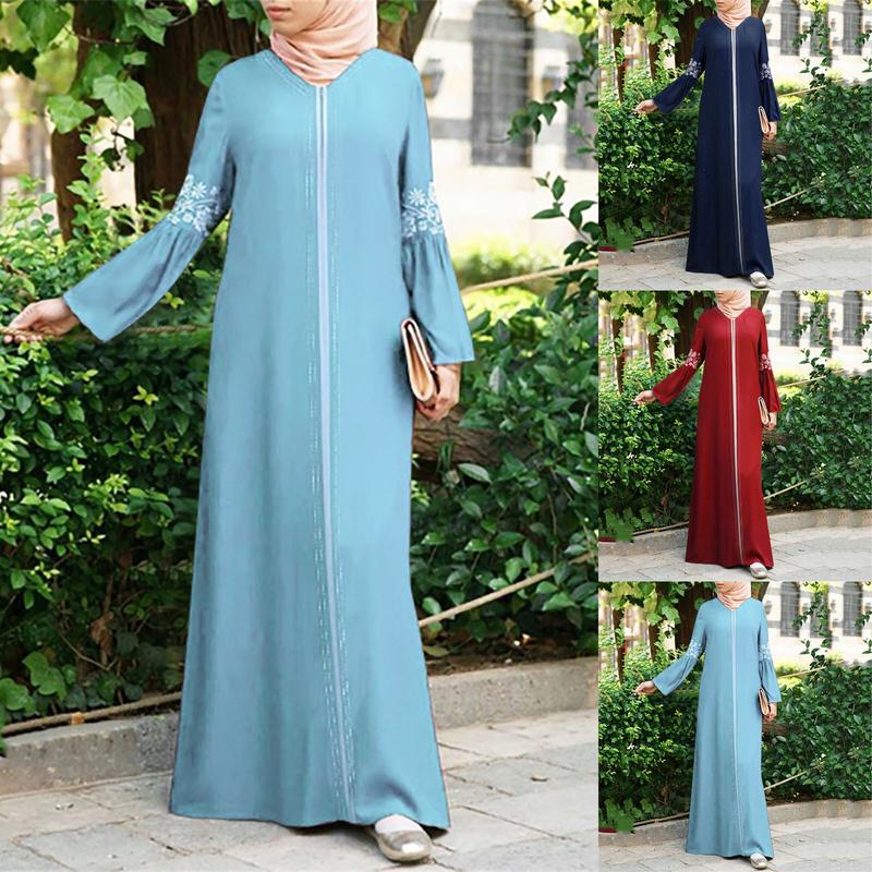 Váy Dài Hồi Giáo Cho Nữ, In Hoa, Cổ Điển, Kaftan, Hồi Giáo, Maxi 0
