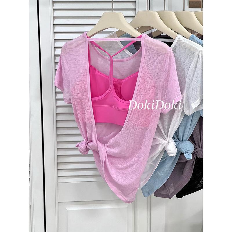 Product Introduction of Áo Tập Yoga, Dành Cho Nữ, ngắn Tay, Thiết Kế Chéo Lưng, Làm Bằng Sợi Tre, Thích Hợp Cho Mùa Hè, Mỏng, Áo Thể Thao, Áo Phông, Thích Hợp Cho Pilates Và Thể Dục, ngắn Tay 1