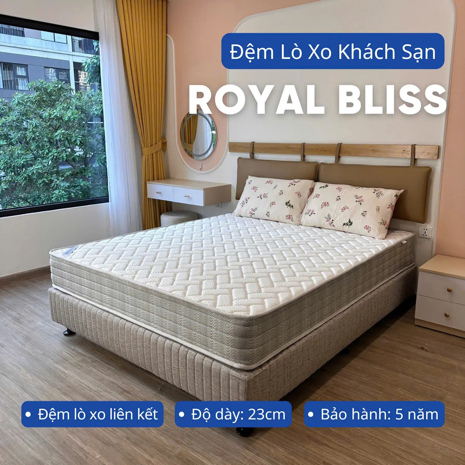 Đệm lò xo liên kết Royal Bliss 23cm - BH 5 Năm