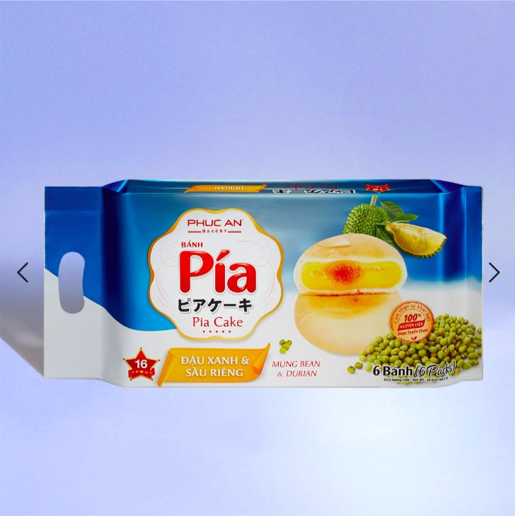  Bánh Pía Phúc An Số 16 - Đậu Xanh Sầu Riêng Mix Trứng Muối - 300gr  6 cái túi 