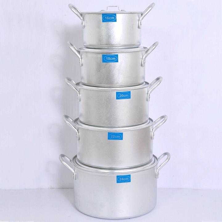 Bộ 5 Nồi nhôm Team Xanh Cao Cấp Từ 16cm 18cm 20cm 22cm 24cm - Nhôm Hải Phòng