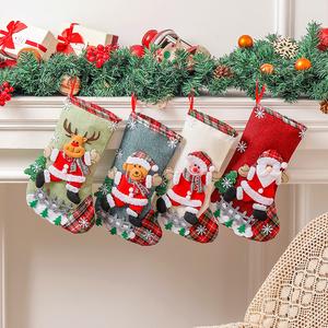 Christmas Socks Large Canvas Fence Gift Bags Christmas Tree Hanging Candy Bags holiday decorations